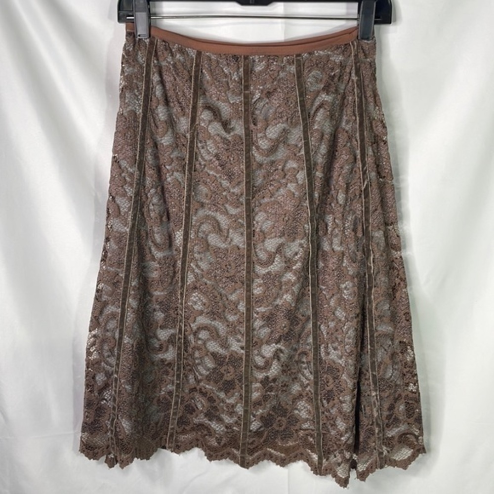 Sigrid Olsen brown lace pull on skirt cipu0438